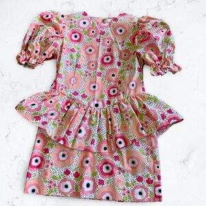 Miss Smarty Pants New Hand Crafted Pink and Peach 90’s Inspired Dress Size 7